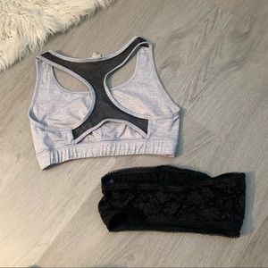 💰💰Bundle of forever 21 sports bra and black Strapless Lace bralette M